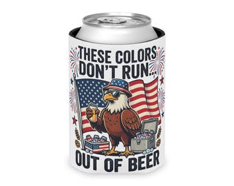 アメリカ国旗を掲げた愛国的な鷲の缶クーラー｜この色はビールが尽きることはない