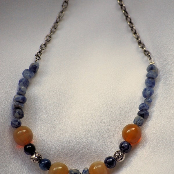 Blue Nugget Locket Necklace