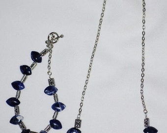 Blue Leaf Necklace and Bracelet