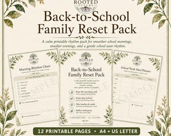 Back-to-School Family Reset Pack Printable, School Year Routine Planner, Morning Rhythm, Meal Planner, Digital Download