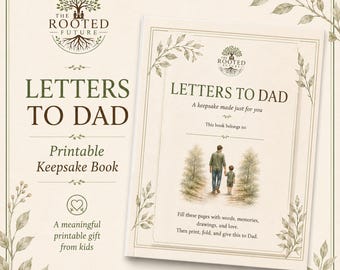 Letters to Dad Printable Keepsake Book, Father’s Day Gift from Kids, Dad Memory Pages, Fill-In Book, Digital Download