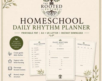 Homeschool Daily Rhythm Planner Printable, Kids Daily Schedule, Weekly Homeschool Planner, Lesson Plan PDF, Nature Study, Instant Download