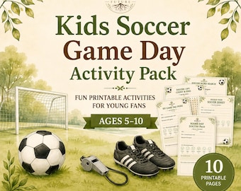 Kids Soccer Game Day Activity Pack Printable, Soccer Activity Pages for Kids, Game Day PDF, Screen Free Sports Activities, A4 US Letter