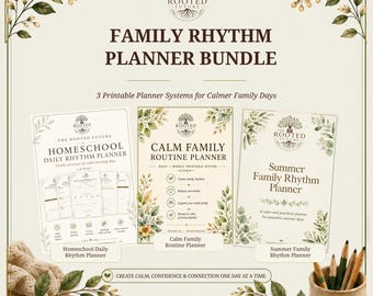 Family Rhythm Planner Bundle Printable, Kids Routine Charts, Homeschool Planner, Summer Schedule PDFs