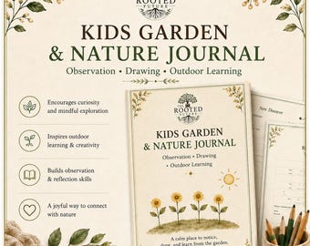 Kids Garden & Nature Journal Printable, Nature Walk Pages, Plant Growth Tracker, Leaf Discovery, Outdoor Learning PDF