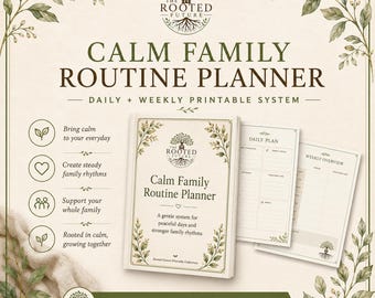 Calm Family Routine Planner, Kids Daily Routine Chart, Weekly Family Organizer, Morning Evening Printable PDF