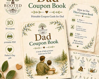 Dad Coupon Book Printable Cards, Father’s Day Gift from Kids, Printable Coupons for Dad, Digital Download A4 US Letter