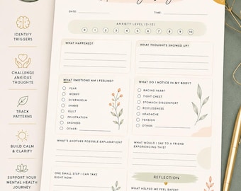 When Anxiety Takes Over: A Guided Tracker to Understand Triggers, Thoughts & Body Signals (Printable Worksheet)