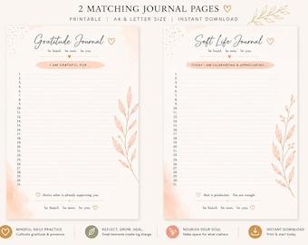 Printable Journal Bundle – Gratitude, Reflection, Daily Pages (Digital Download)