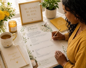 Therapist Created Peace Journal Reflection Sheet – Inner Reflection Worksheet (Instant Download)