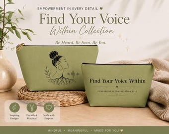 Find Your Voice Cosmetic & Accessory Pouch |Therapist Gift, Self Care Bag|Black Women Gift