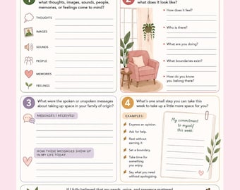 Taking Up Space Worksheet | Self-Worth & Self-Acceptance Reflection Journal | Therapist-Made People-Pleasing Recovery Printable PDF