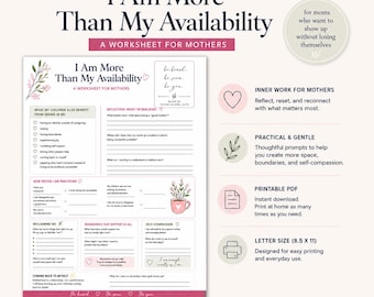 Mothers Burnout Worksheet | Boundaries, Self-Care, Reclaiming Identity (PDF Download)