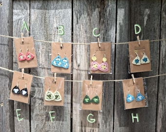 Handmade crochet colorful dangle triangle earrings
