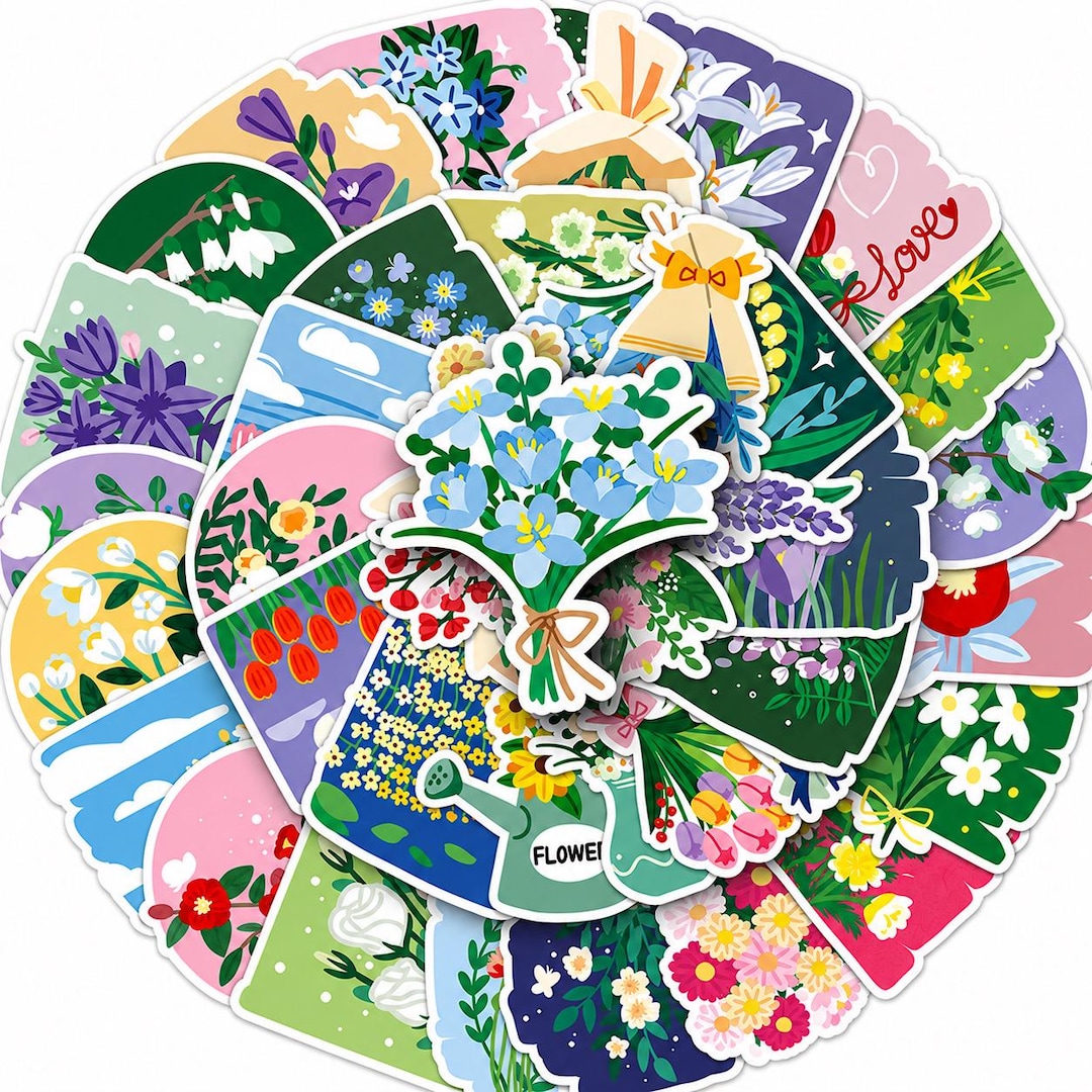 Flowerbed Sticker 50PCS Flower Garden Sticker Pack - Etsy