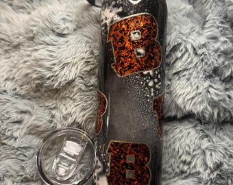 Vaso personalizado con monograma Peekaboo y purpurina / Vaso de resina epoxi personalizado / Taza de acero inoxidable hecha a mano