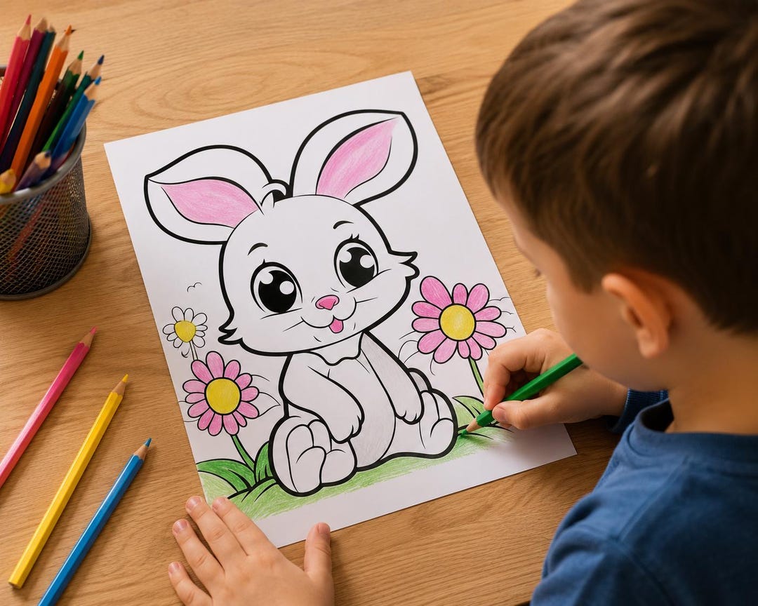 13 Cute Bunny Coloring Pages for Kids | Coloring Drawings | Printable ...