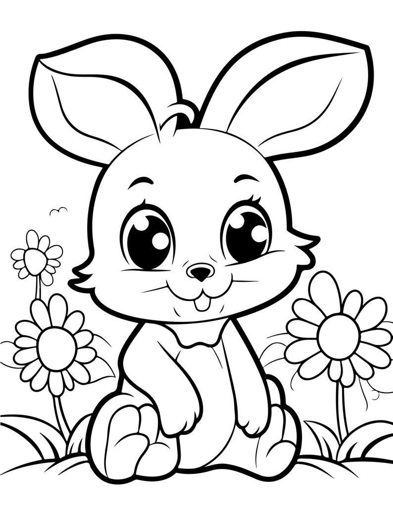 13 Cute Bunny Coloring Pages for Kids | Coloring Drawings | Printable ...
