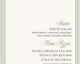 Elegant Sage Menu – Digital Download