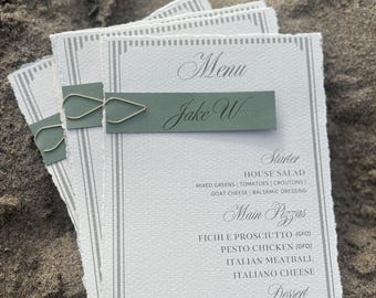 Elegant Sage Green Wedding Menu and Name Cards – Printed