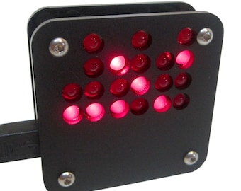 Binary Clock Kit in Black Matte Case USB Powered Red Lights