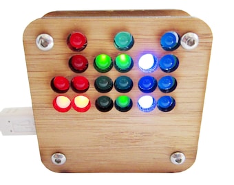 Binary Clock Kit with RGB Lights in Wood Case
