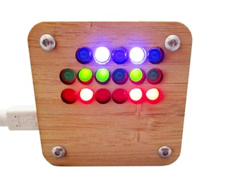 Pure Binary Clock Kit with RGB Lights in Wood Case