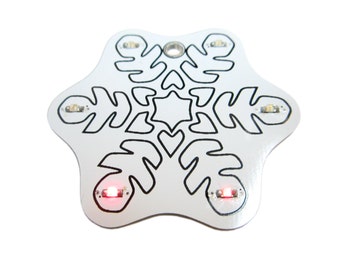 Electronic LED Snowflake Ornament Kit Red Lights