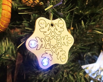Electronic LED Snowflake Ornament Kit Blue Lights