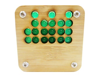 Binary Clock Kit in Sustainable Bamboo Case USB Powered Green Lights