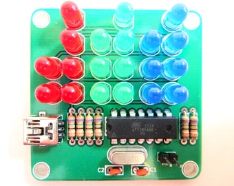 Binary Clock Kit with Red, Green and Blue Lights