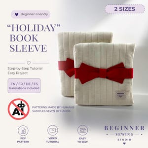 Holiday Book Sleeve Sewing Pattern, 2 Sizes, Kindle Tablet Cover (PDF)