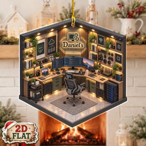 Gepersonaliseerd programmeurskantoorornament: IT Studio Coder kerstboomdecoratie, technisch aandenken