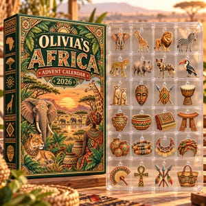 Personalized Africa Advent Calendar 2026: Tribal Safari Lover Blind Box Keepsake