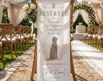 Pet Memorial Wedding Chair Sign, Reserved Dog Memory Chair Cover