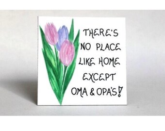 Oma Opa Gift Magnet - Grandparents Quote, Grandma, Grandpa, Pastel Tulips