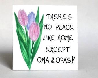 Oma Opa Gift Magnet - Grandparents Quote, Grandma, Grandpa, Pastel Tulips