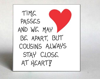 Special Cousin Gift Magnet - Quote about close relatives, Red Heart Illustration