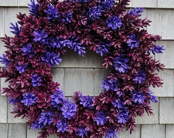 Large Purple Pinecone Wreath As Seen In HGTV Magazine