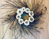 Simple Daisy Hand Painted Pinecone Twig Wreath