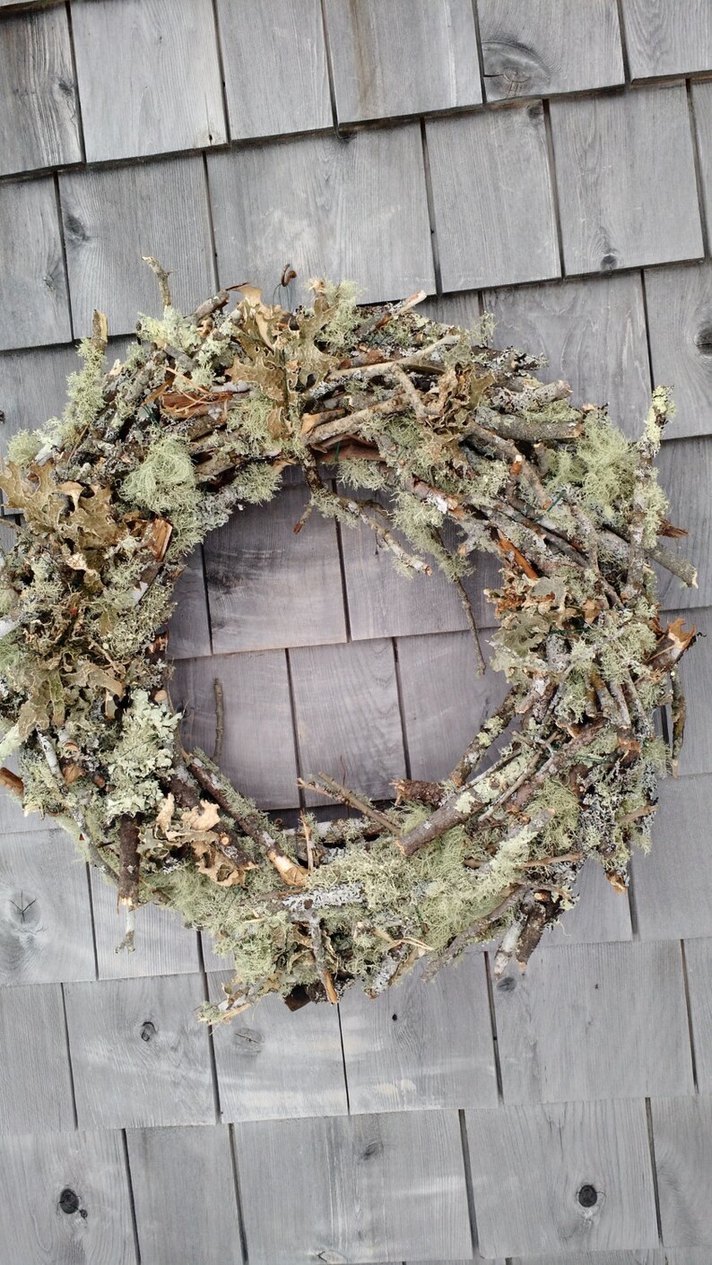 Large Moss and Twig Wreath made in Maine Etsy