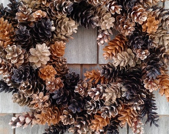 Rustic Maine Pinecone Wreath- Coffee and Caramel