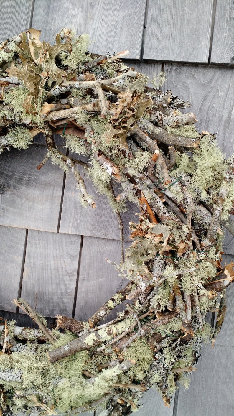 Large Moss And Twig Wreath Made in Maine Etsy