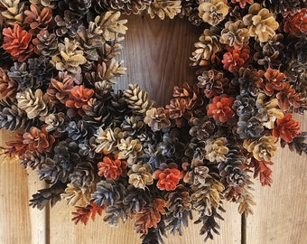 Shades of Harvest Fall Pinecone Wreath