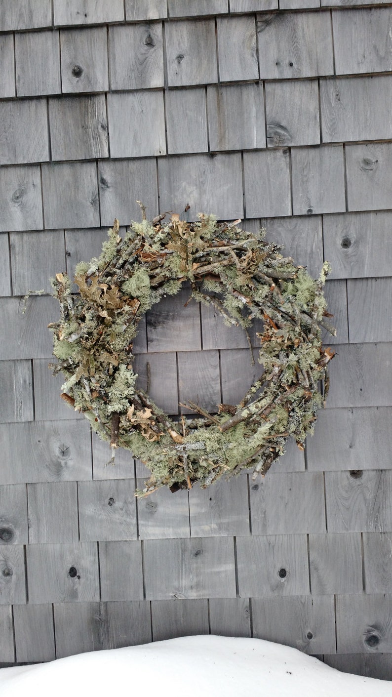 Large Moss and Twig Wreath made in Maine Etsy