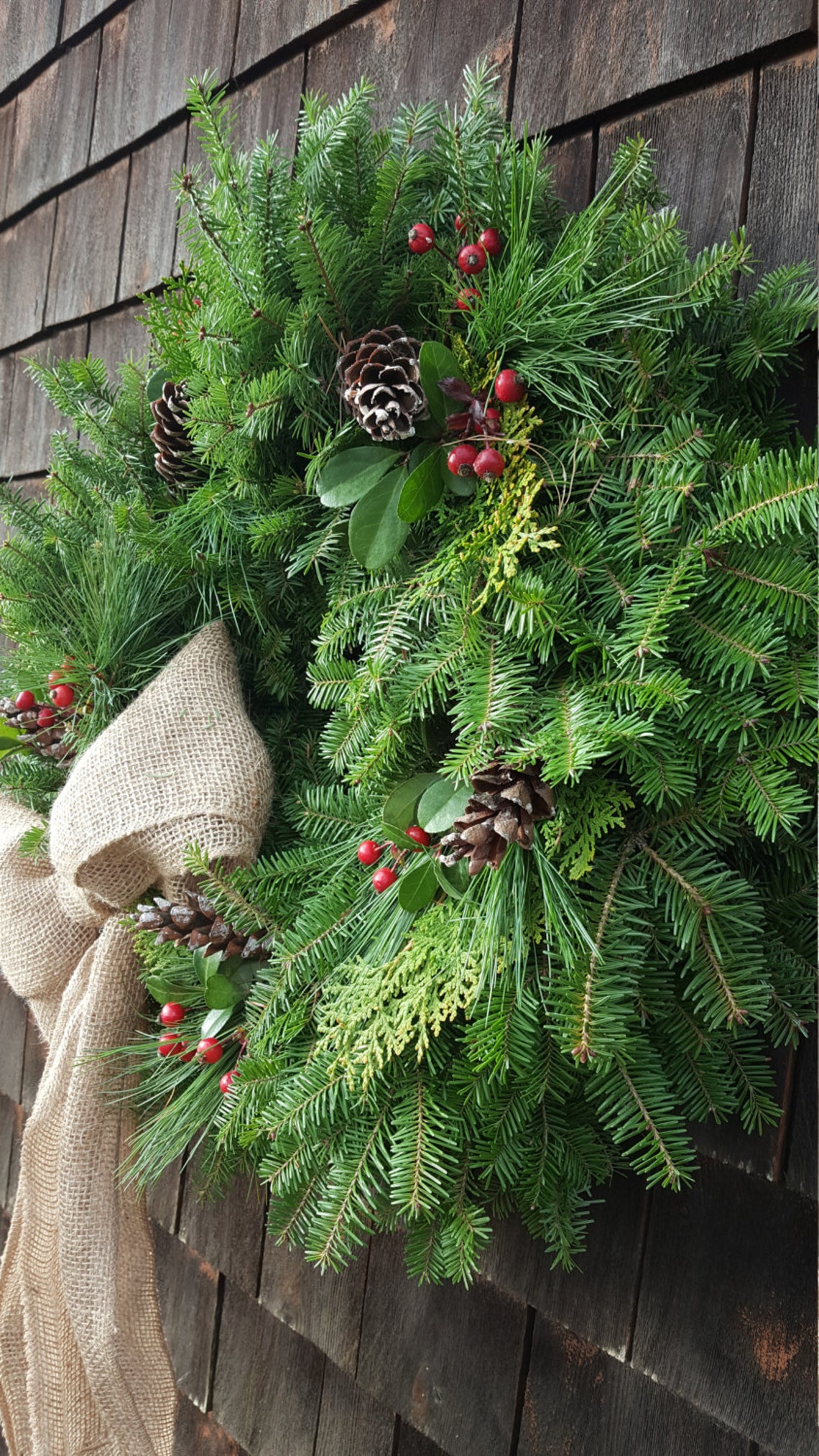 Fresh Maine Balsam Pine Cedar and Rosehip Wreath Etsy