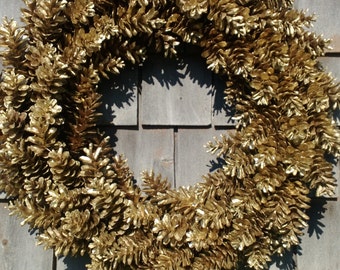 Gold Pinecone Wreath - Gold ( or custom) 24 inch