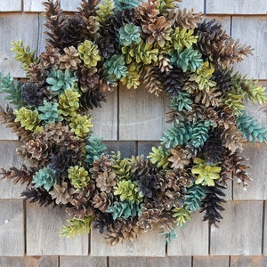 Pinecone Wreath in Beautiful Greens and Browns