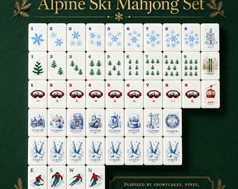 Ski Themed Mahjong Tile Set, 152 or 160 Tiles UV Print Mahjong Tiles, Gift for Ski Lovers