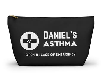 Personalized Asthma Emergency Pouch, Custom Name Asthma Meds Bag, Medical Alert Travel Pouch, Emergency Inhaler Bag